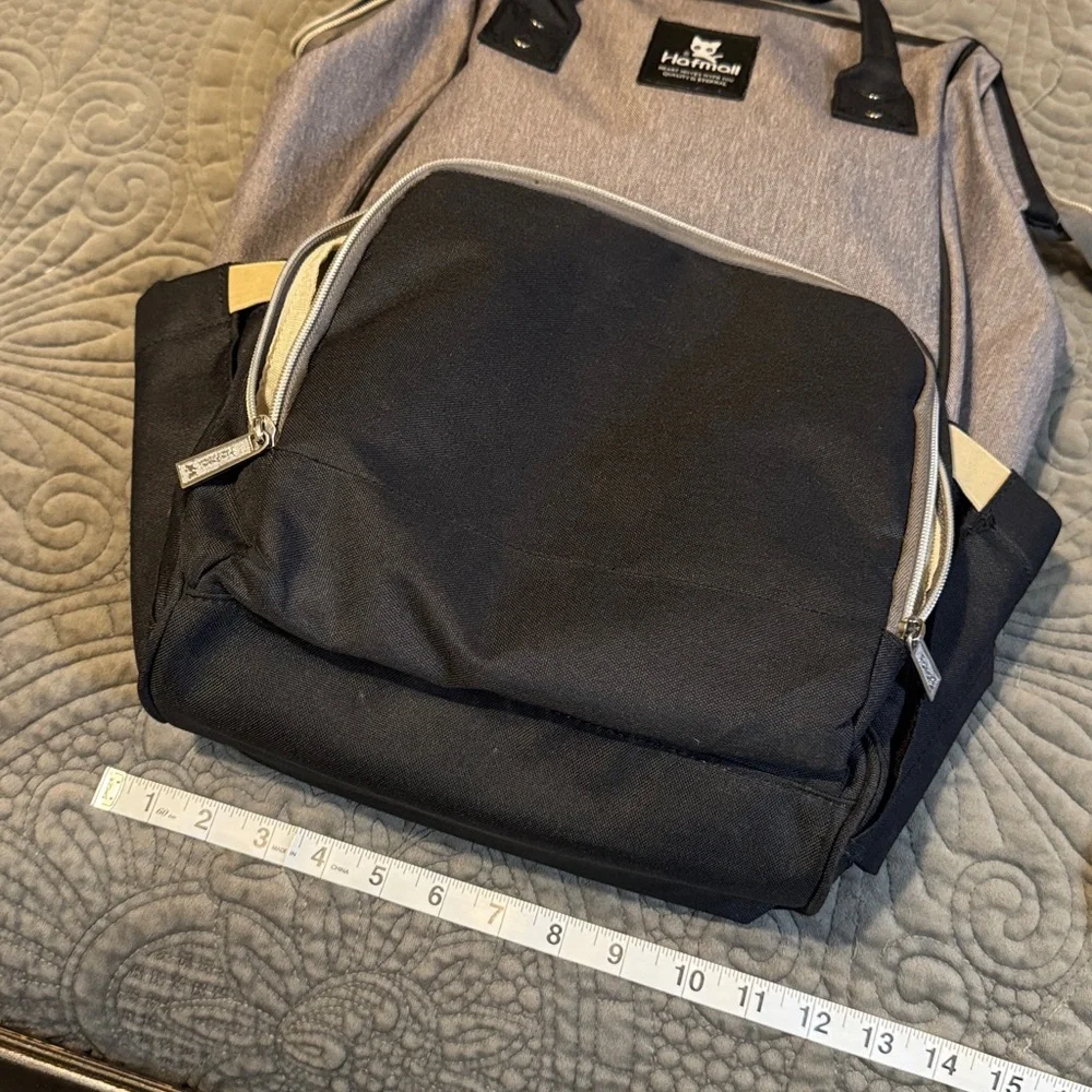 Hafmall Black and Gray Backpack Diaper Bag